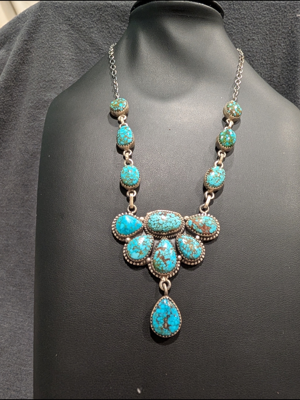 Turquoise Stone Pendant Statement Necklace - Women Jewelry